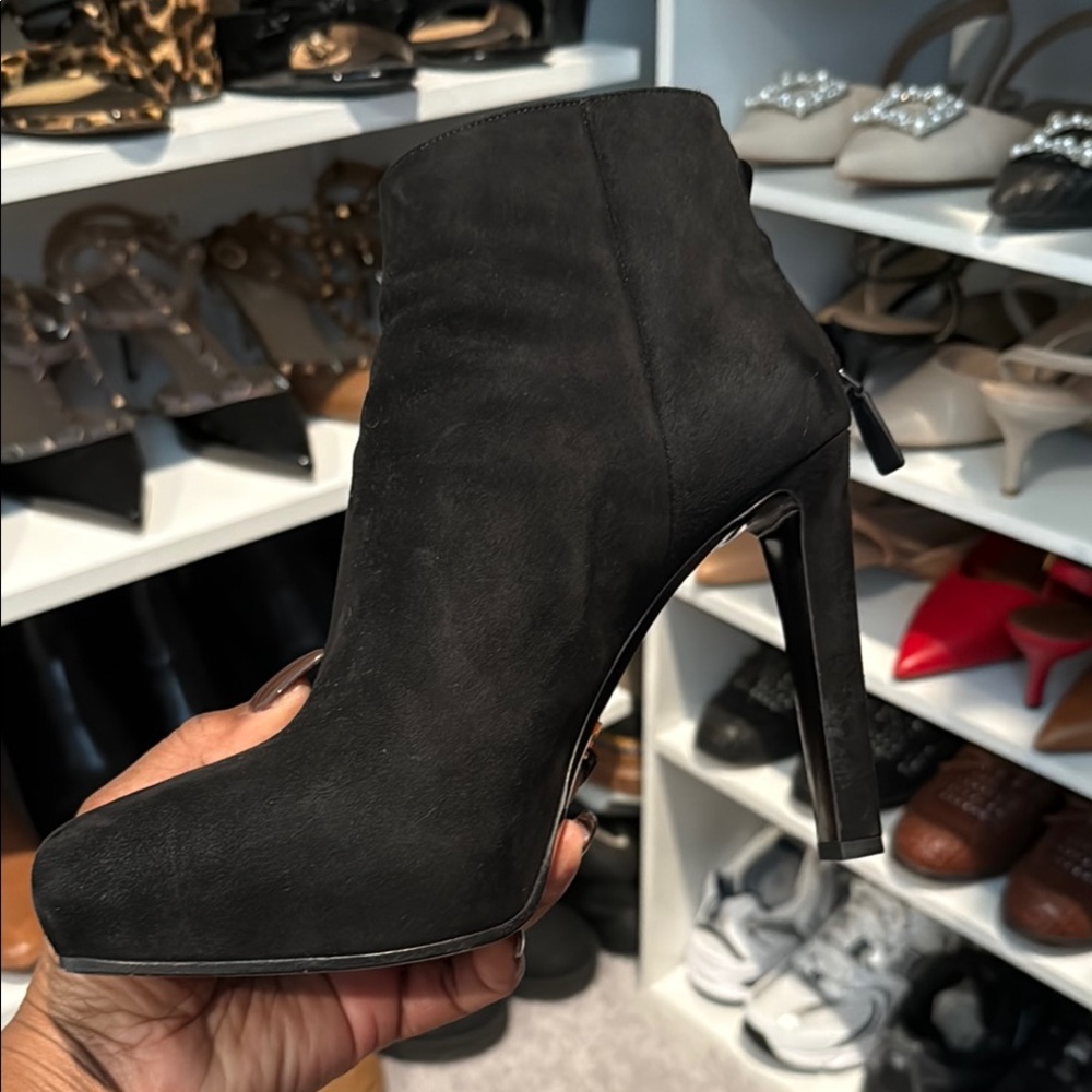 Prada Black Suede High Heel Boots